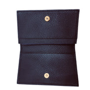 Prada Black Vitello Grain Soft Calf Leather Credit Card Case Wallet available at Queen Bee of Beverly Hills