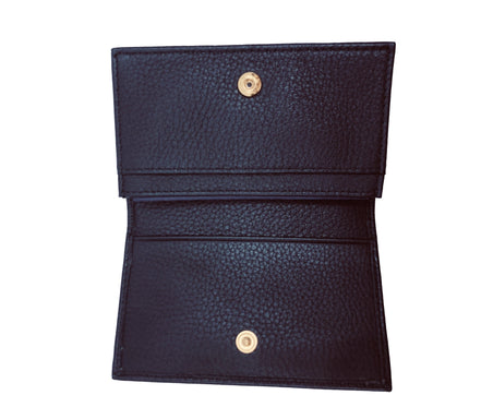 Prada Black Vitello Grain Soft Calf Leather Credit Card Case Wallet available at Queen Bee of Beverly Hills