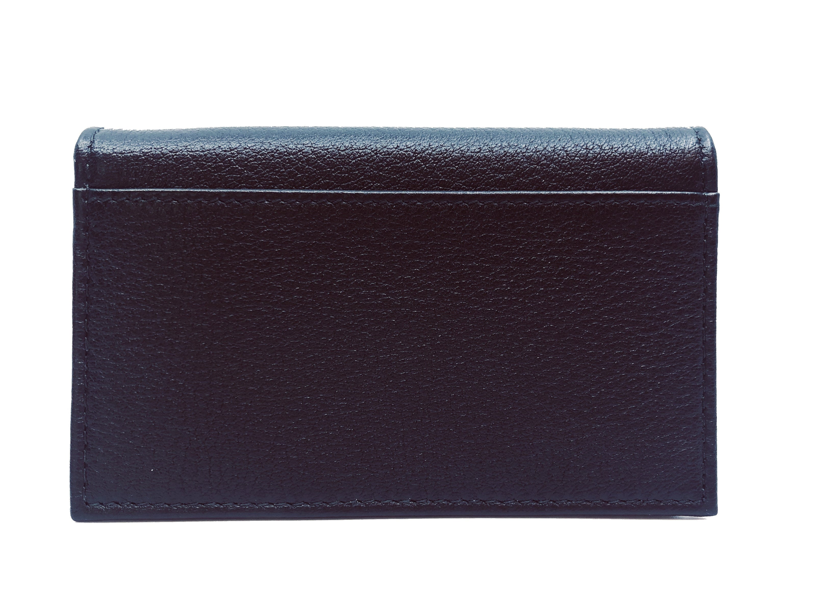 Prada Black Vitello Grain Soft Calf Leather Credit Card Case Wallet available at Queen Bee of Beverly Hills