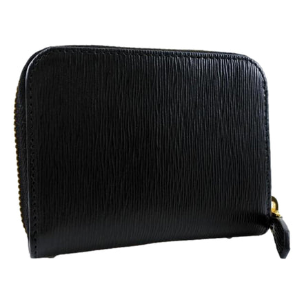 Prada Black Vitello Leather Gold Zip Coin Purse Wallet available at Queen Bee of Beverly Hills