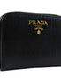 Prada Black Vitello Leather Gold Zip Coin Purse Wallet available at Queen Bee of Beverly Hills