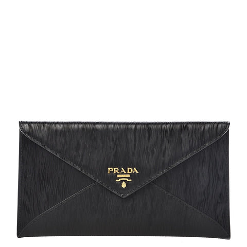 Prada Black Vitello Move Leather Long Envelope Wallet 1MF175 at_Queen_Bee_of_Beverly_Hills