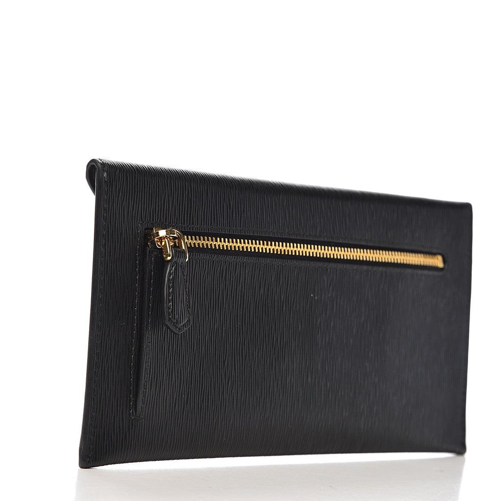 Prada Black Vitello Move Leather Long Envelope Wallet 1MF175 