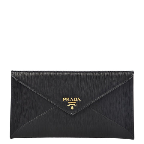 Prada Black Vitello Move Leather Long Envelope Wallet available at Queen Bee of Beverly Hills
