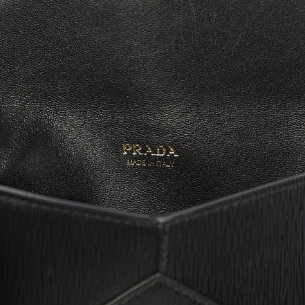 Prada Black Vitello Move Leather Long Envelope Wallet available at Queen Bee of Beverly Hills