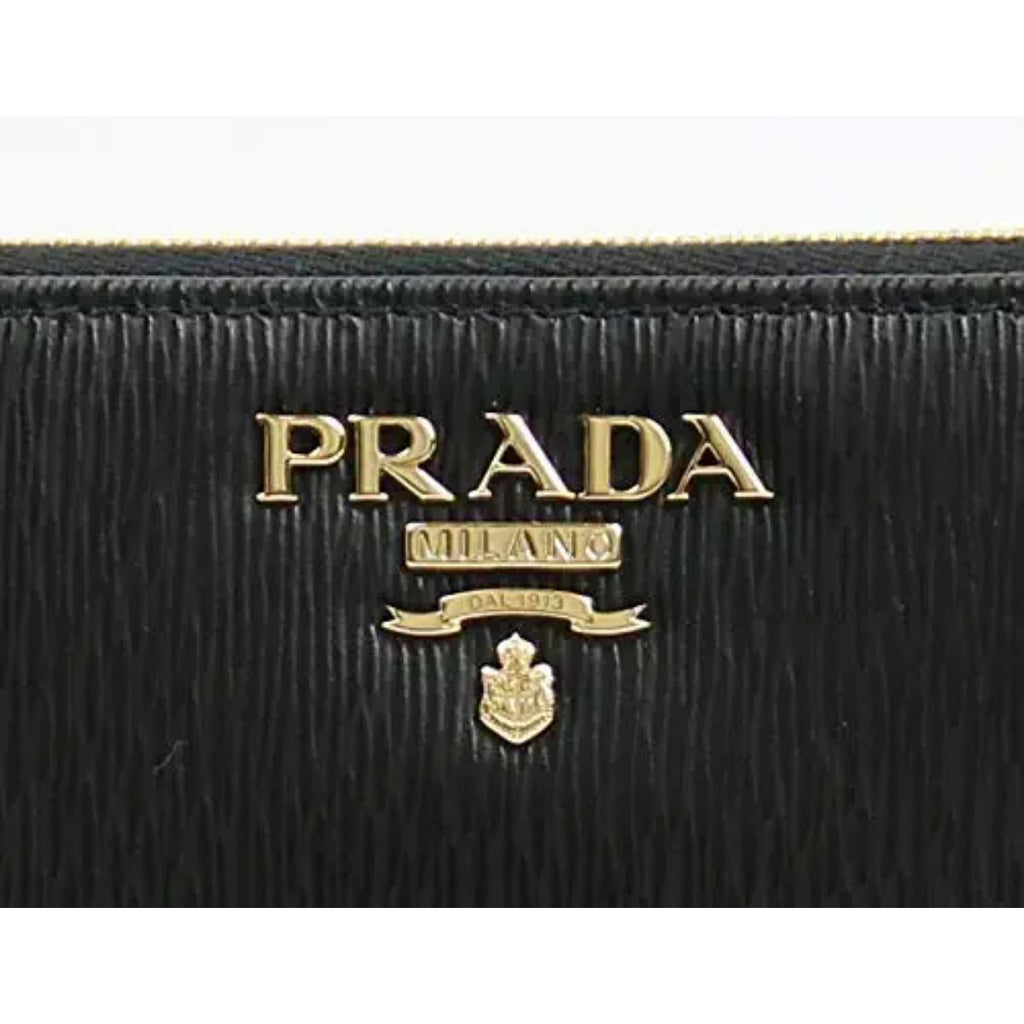 Prada Black Vitello Move Leather Zip Around Wallet 1ML506 at_Queen_Bee_of_Beverly_Hills