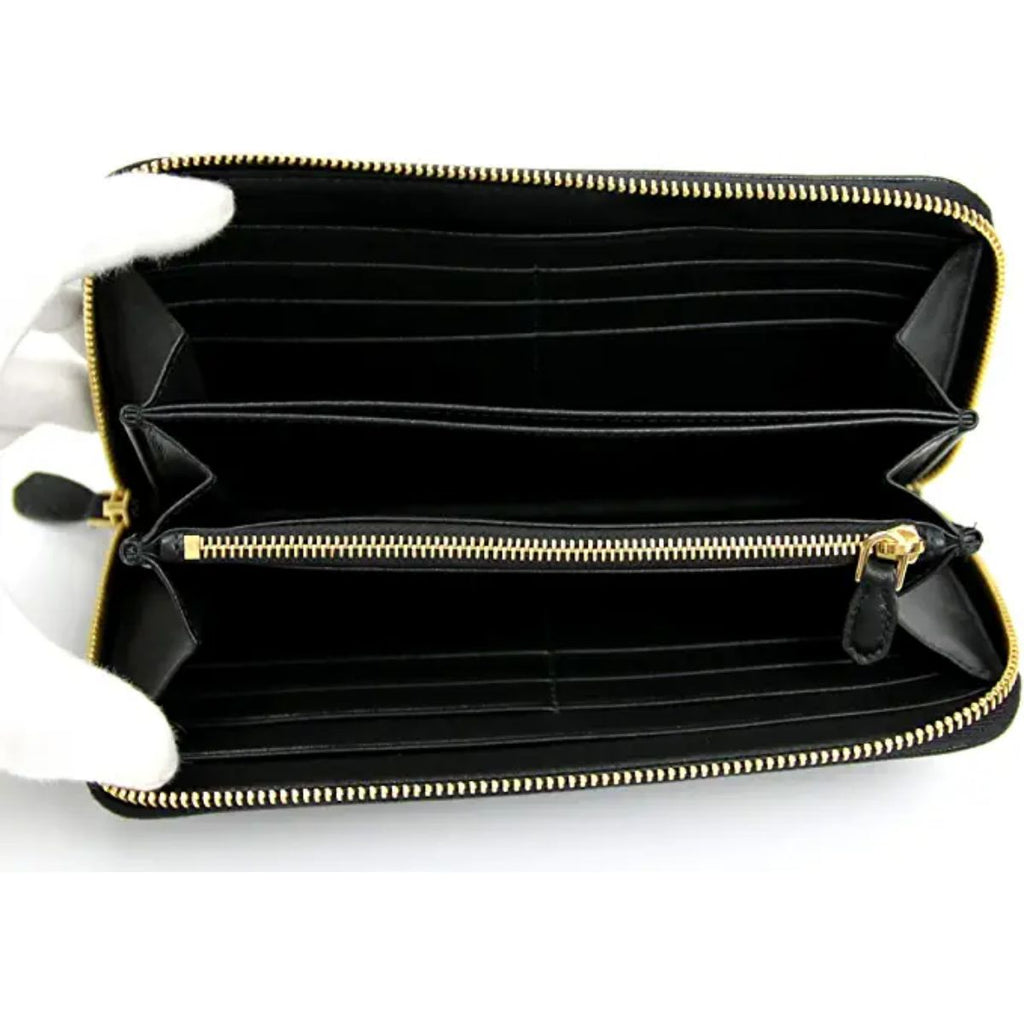 Prada Black Vitello Move Leather Zip Around Wallet – Queen Bee of