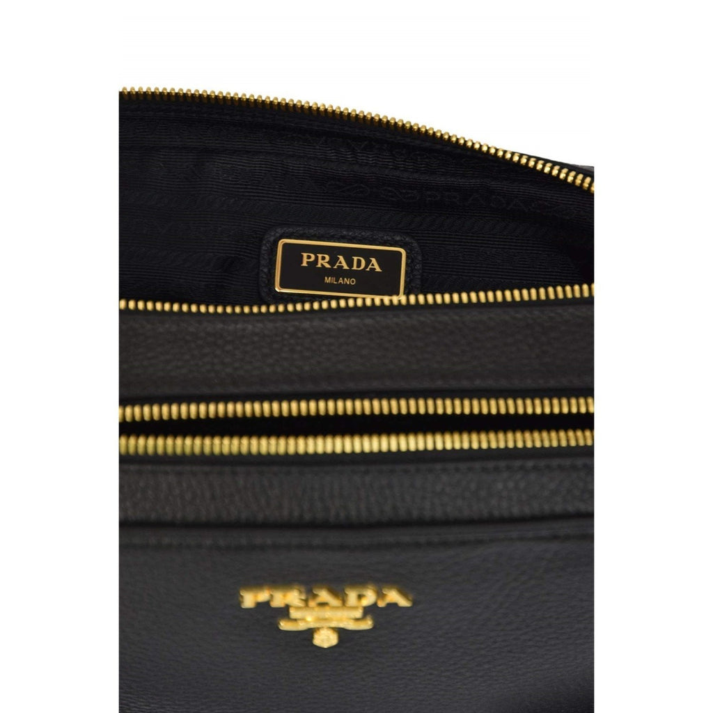 Prada Black Vitello Phenix Leather Double Zip Crossbody Bag 1BH079 at_Queen_Bee_of_Beverly_Hills