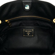 Prada Black Vitello Phenix Leather Shopping Tote Bag available at Queen Bee of Beverly Hills
