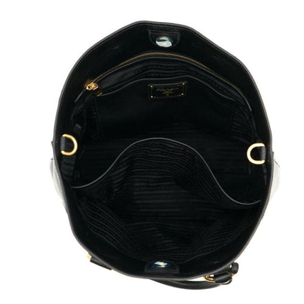 Prada Black Vitello Phenix Leather Shopping Tote Bag available at Queen Bee of Beverly Hills