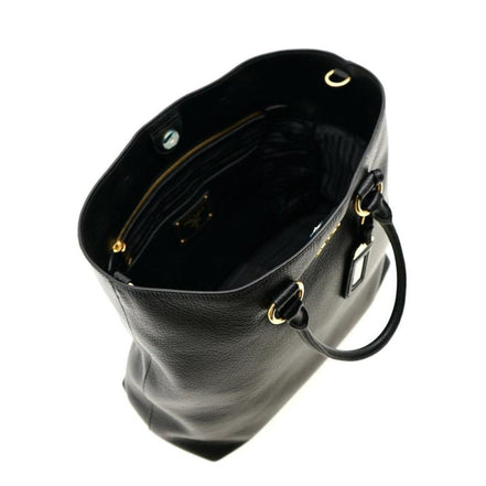 Prada Black Vitello Phenix Leather Shopping Tote Bag available at Queen Bee of Beverly Hills