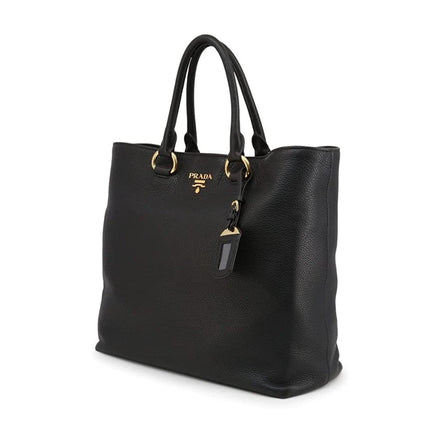 Prada Black Vitello Phenix Leather Shopping Tote Bag available at Queen Bee of Beverly Hills
