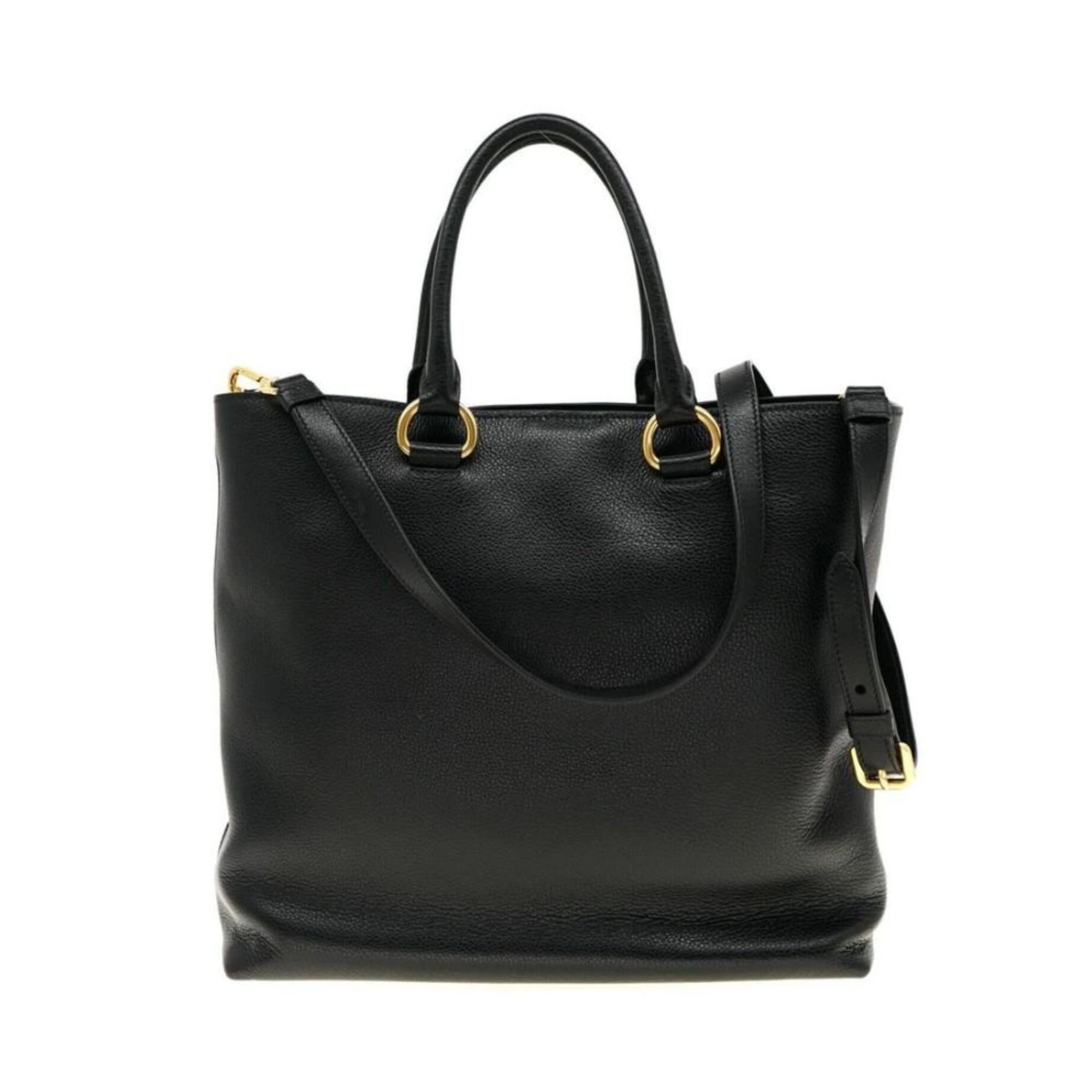Prada Black Vitello Phenix Leather Shopping Tote Bag available at Queen Bee of Beverly Hills