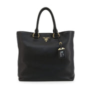 Prada Black Vitello Phenix Leather Shopping Tote Bag available at Queen Bee of Beverly Hills