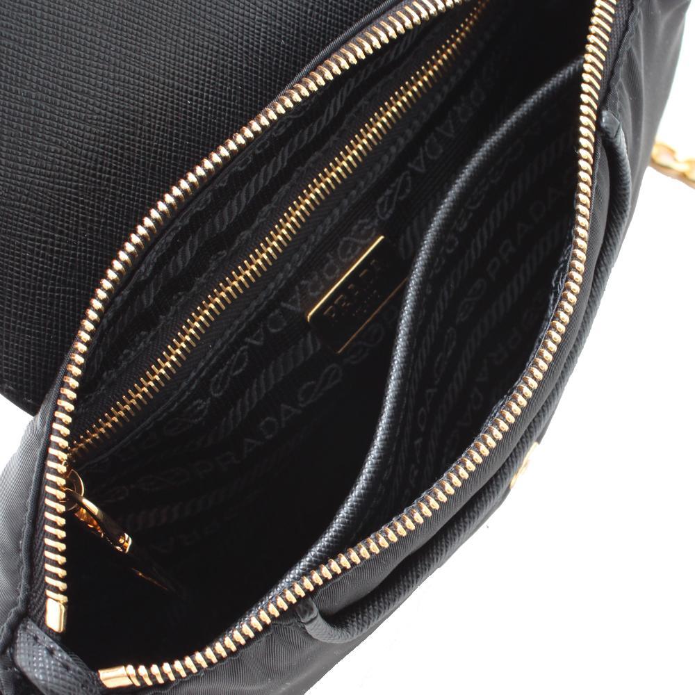 Prada Tessuto Nylon Saffiano Trim Chain Black Cross Body Bag 1BH085 – Queen  Bee of Beverly Hills