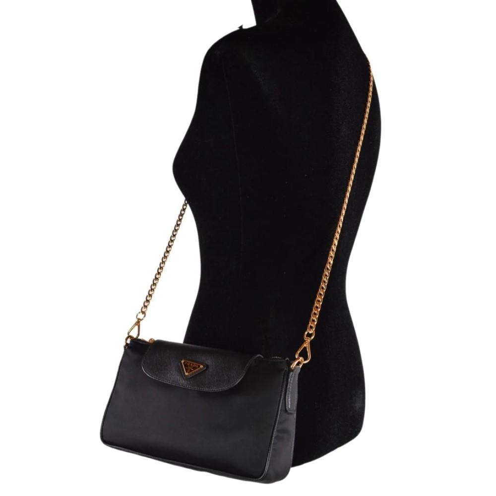 Prada Black Tessuto Nylon and Leather Crossbody Bag at 1stDibs