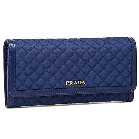 Prada Blue Tessuto Quilted Nylon Continental Flap Wallet 1M1132 at_Queen_Bee_of_Beverly_Hills