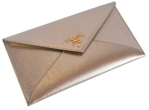 Prada Busta Con Pattina Gold Vitello Move Leather Envelope Wallet 1MF175 at_Queen_Bee_of_Beverly_Hills