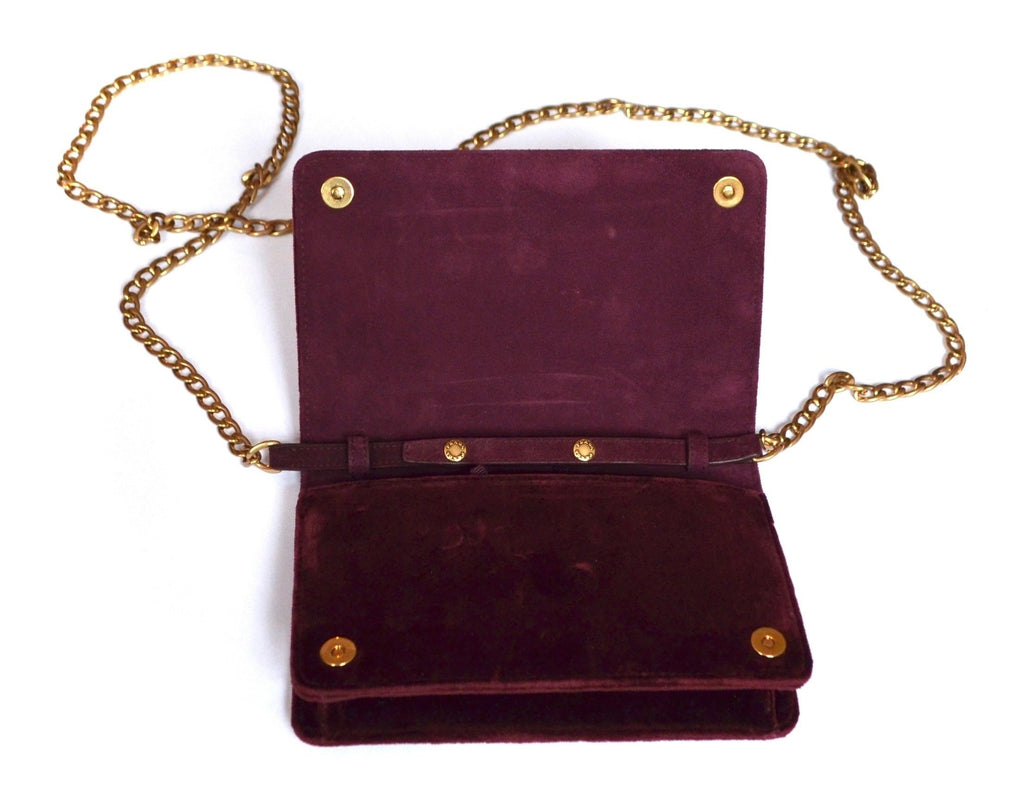 Prada Cahier Velvet Bag Clutch Bag Red Amarena Chain Handbag 1BP011 at_Queen_Bee_of_Beverly_Hills