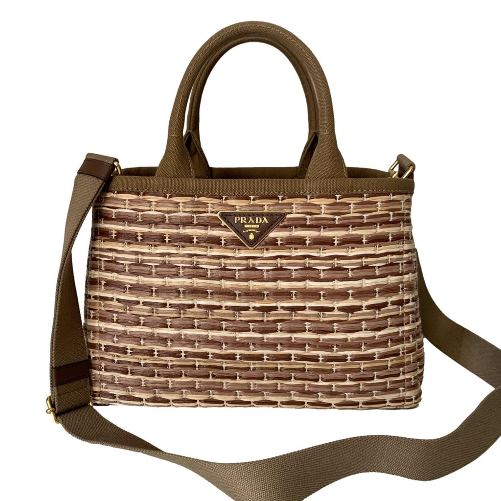 Prada Raffia Tote Bag Tan