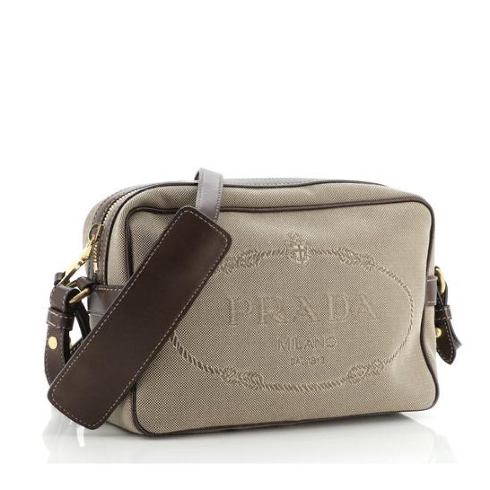Prada - Black Embossed Logo Leather Camera Bag
