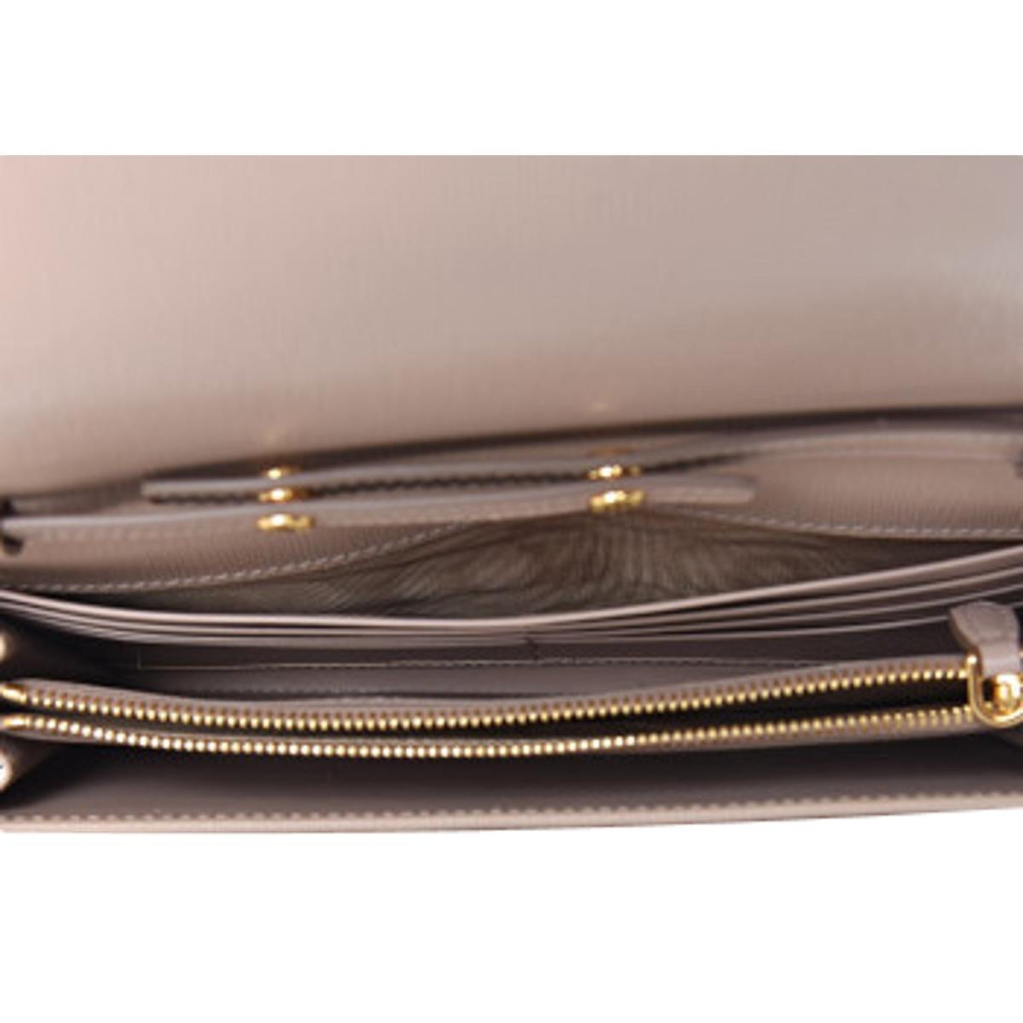 Prada Cipria Beige Vitello Move Leather Chain Wallet Crossbody available at Queen Bee of Beverly Hills