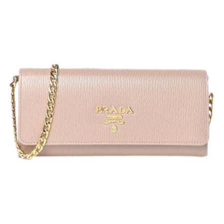 Prada Cipria Beige Vitello Move Leather Chain Wallet Crossbody available at Queen Bee of Beverly Hills
