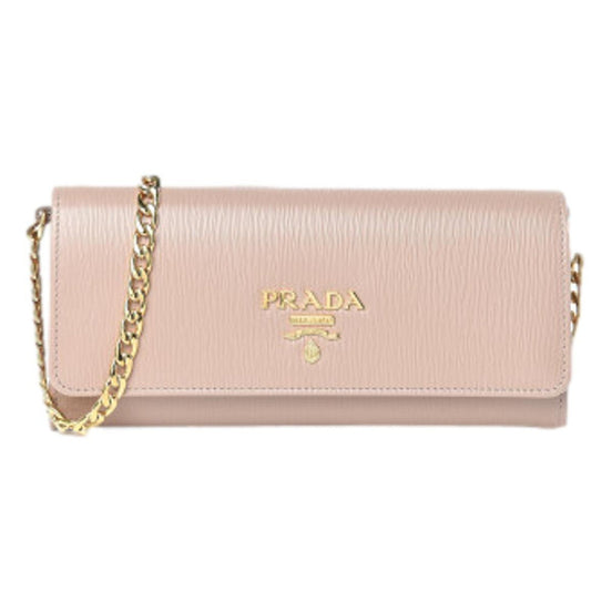 Prada Cipria Beige Vitello Move Leather Chain Wallet Crossbody available at Queen Bee of Beverly Hills