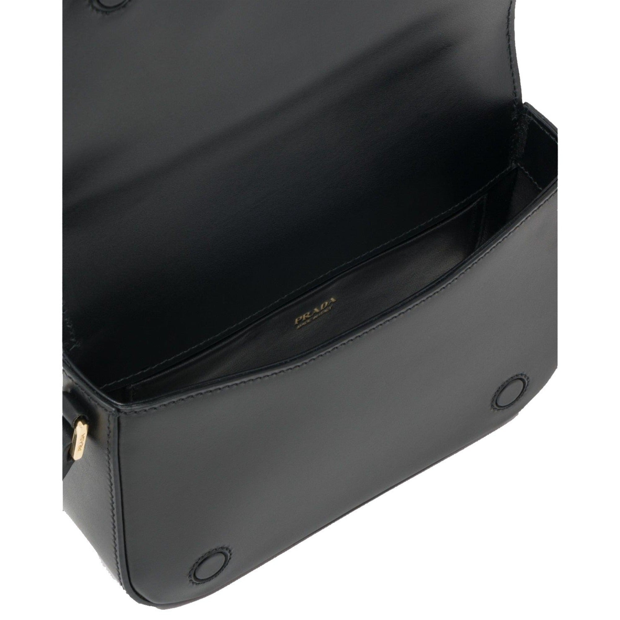 Prada City Calf Leather Black Crossbody Flap Bag available at Queen Bee of Beverly Hills