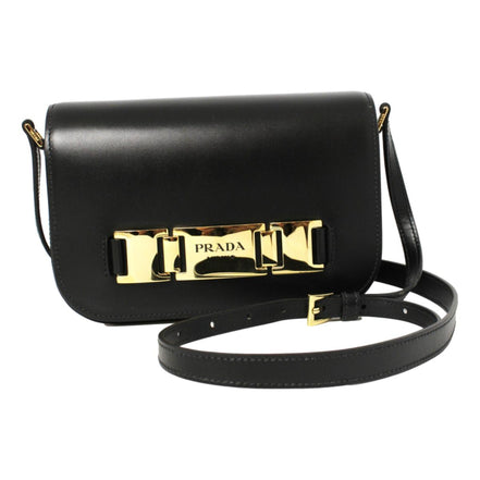 Prada City Calf Leather Black Crossbody Flap Bag available at Queen Bee of Beverly Hills