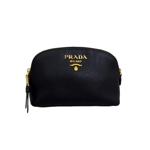 Prada Contenitore Nero Vitello Daino Vanity Cosmetic Case 1ND005 at_Queen_Bee_of_Beverly_Hills