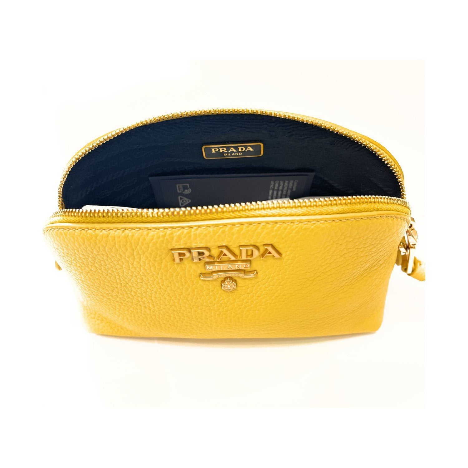 Prada Contenitore Yellow Vitello Daino Pouch Vanity Cosmetic Case 1ND005 at_Queen_Bee_of_Beverly_Hills