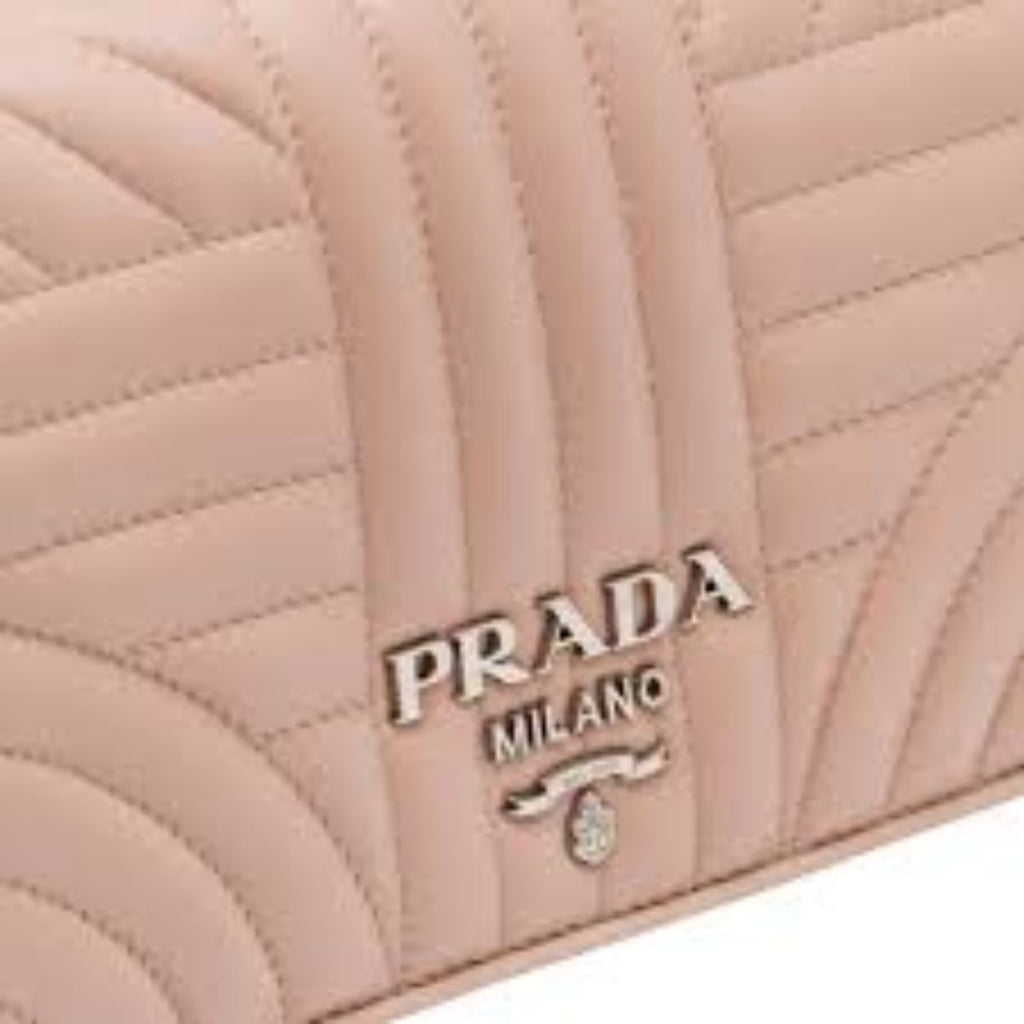 Prada Diagramme Cipria Beige Quilted Silver Chain Crossbody 1BP013 at_Queen_Bee_of_Beverly_Hills