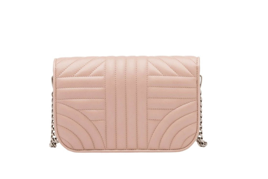 Prada Diagramme Cipria Beige Quilted Silver Chain Crossbody 1BP013 at_Queen_Bee_of_Beverly_Hills