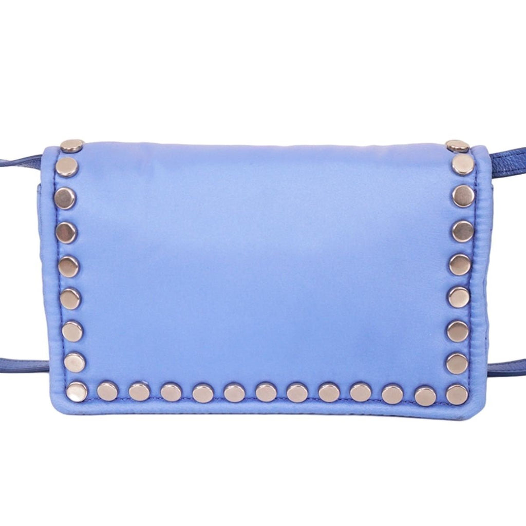 Prada Etiquette Baby Blue Studded Mini Tessuto Nylon Crossbody Bag 1BP006 at_Queen_Bee_of_Beverly_Hills