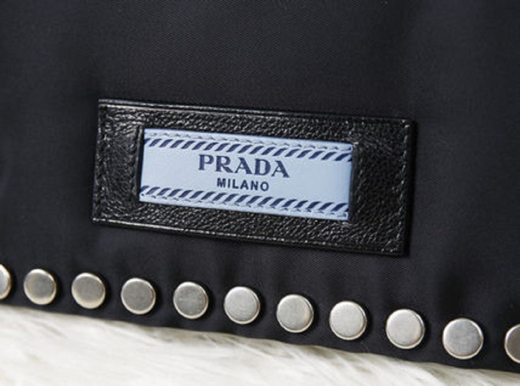Prada Etiquette Black Studded Mini Tessuto Nylon Crossbody Bag 1BP006 at_Queen_Bee_of_Beverly_Hills