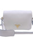 Prada Flap Vitello Phenix Ivory Leather Cross Body Bag available at Queen Bee of Beverly Hills