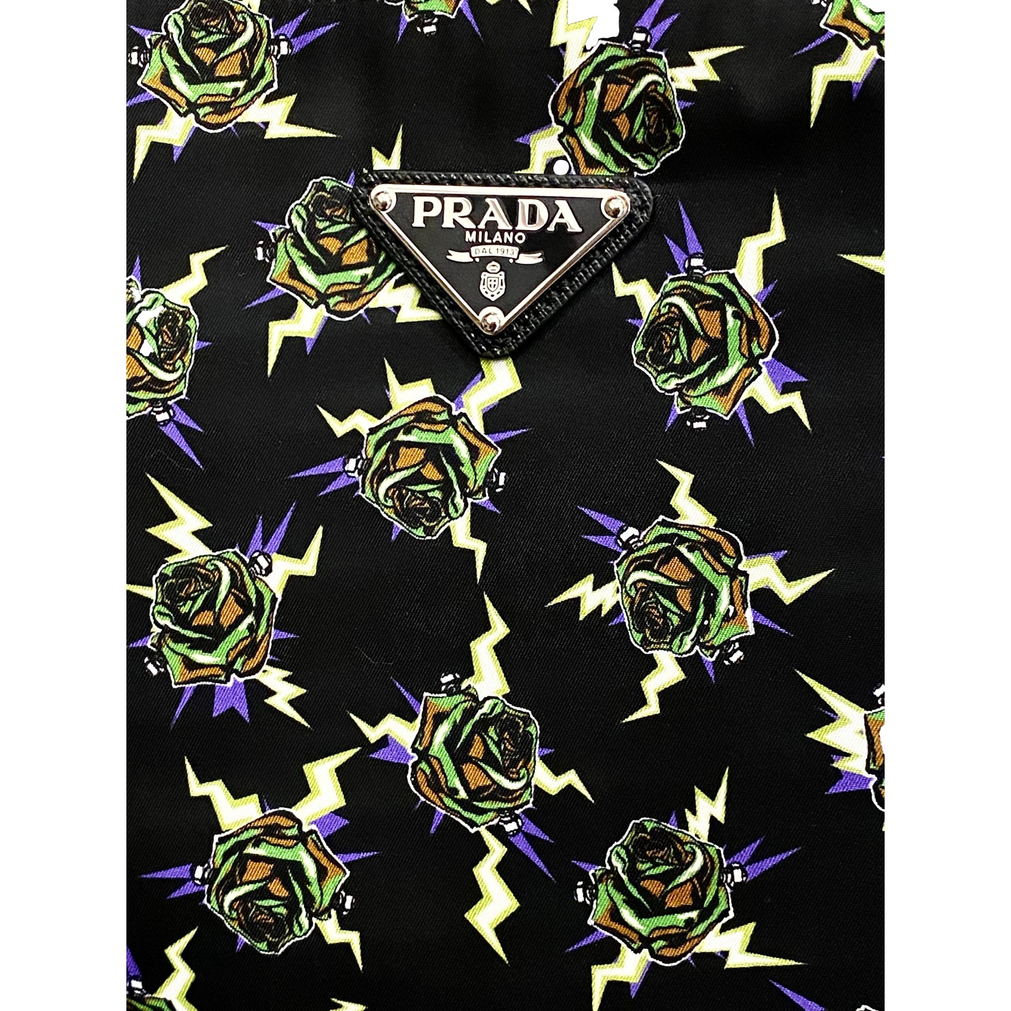 オーキド博士　PRADA Prada Frankenstein Rose Print Black Tote | Queen Bee of Beverly Hills