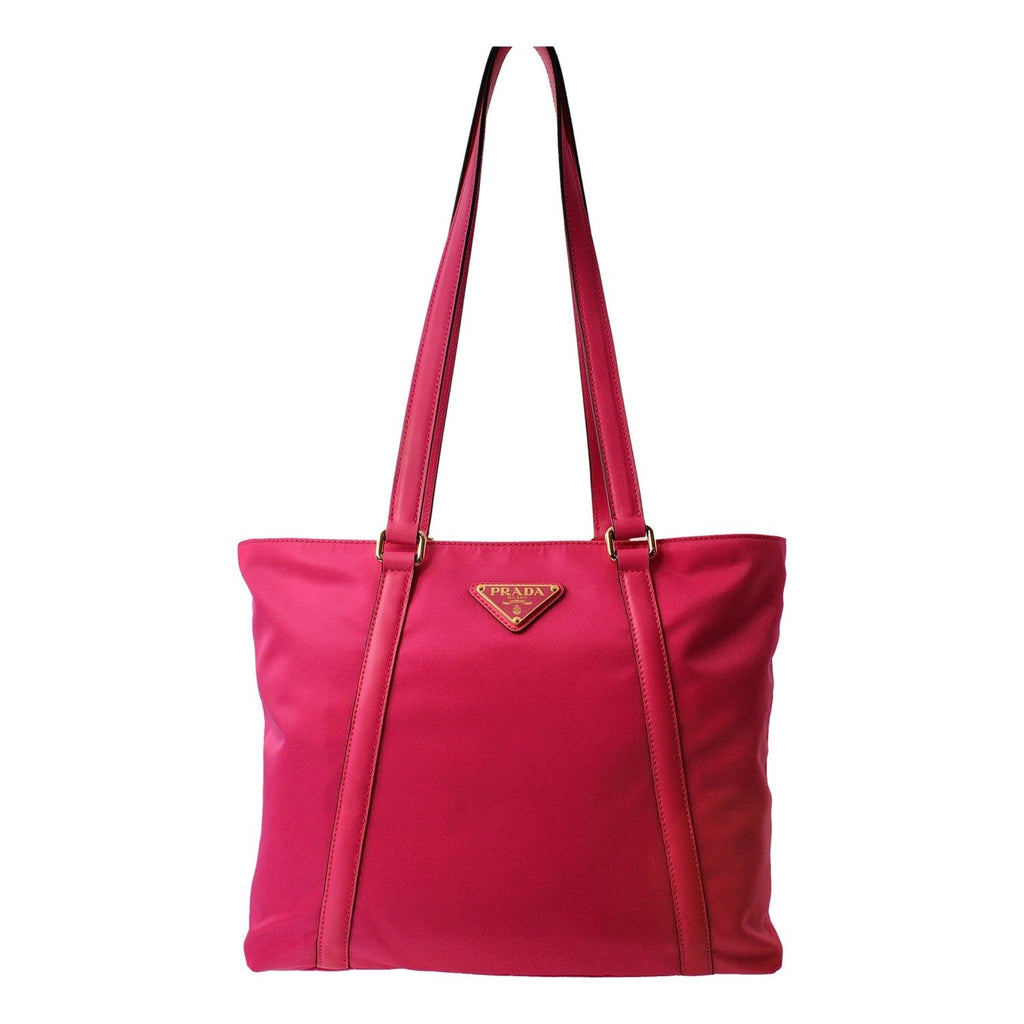 Prada Fuchsia Pink Tessuto Nylon Shopping Tote Bag 1BG291 at_Queen_Bee_of_Beverly_Hills