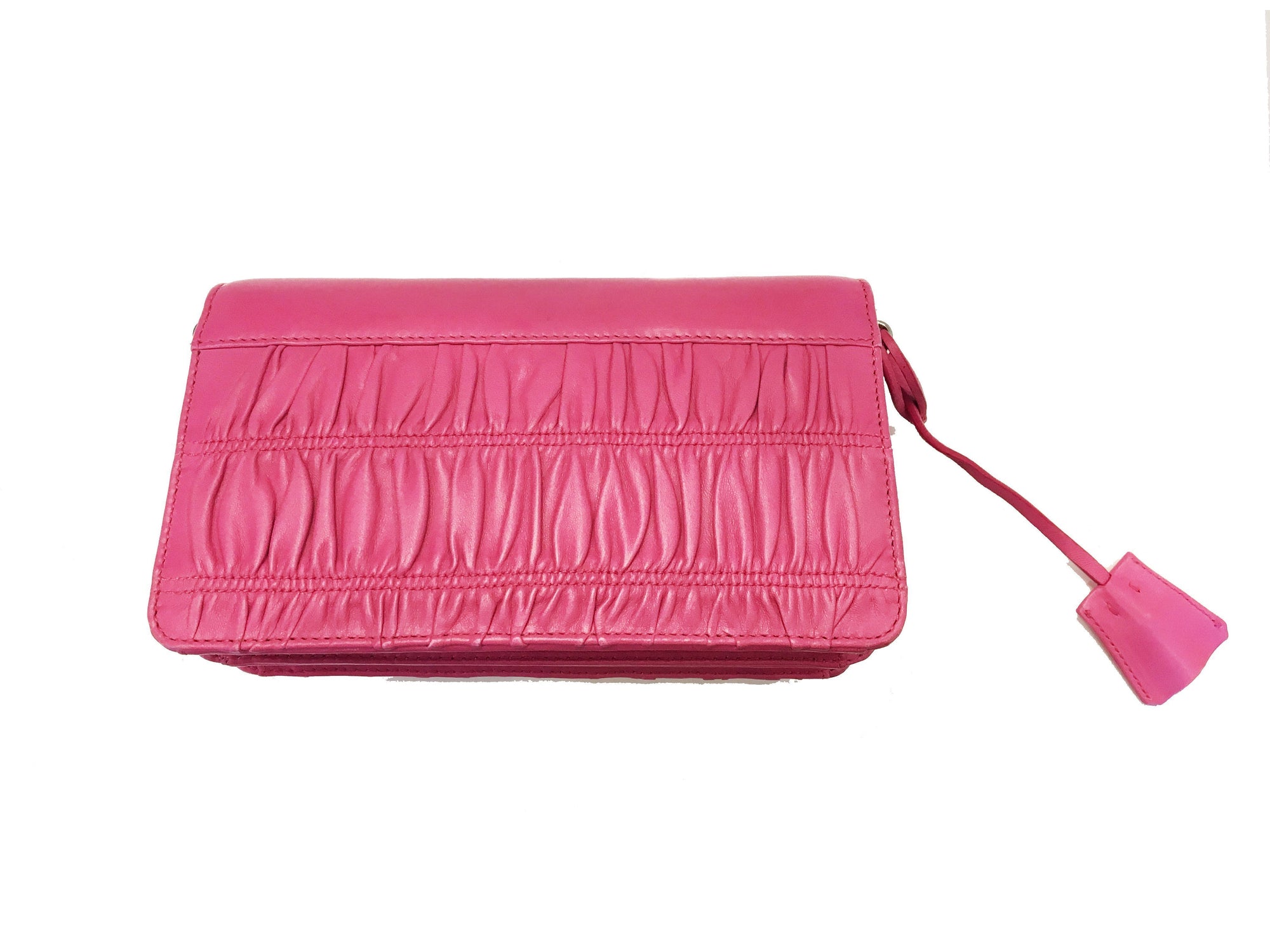 Prada Gaufre Classic Pink Nappa Leather Crossbody Handbag BT1034 at_Queen_Bee_of_Beverly_Hills