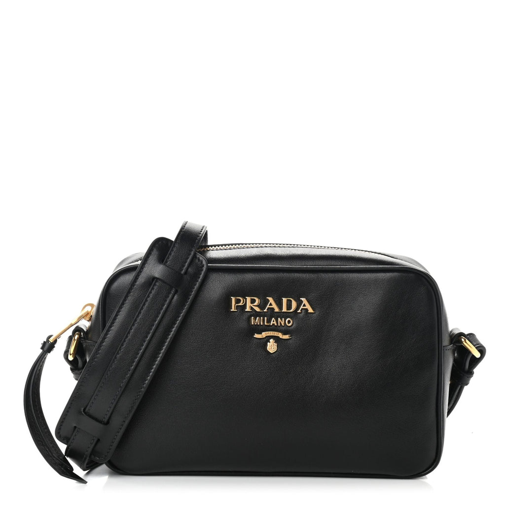 Prada Grace Lux Black Smooth Calf Leather Shoulder Camera Bag 1BH103 at_Queen_Bee_of_Beverly_Hills