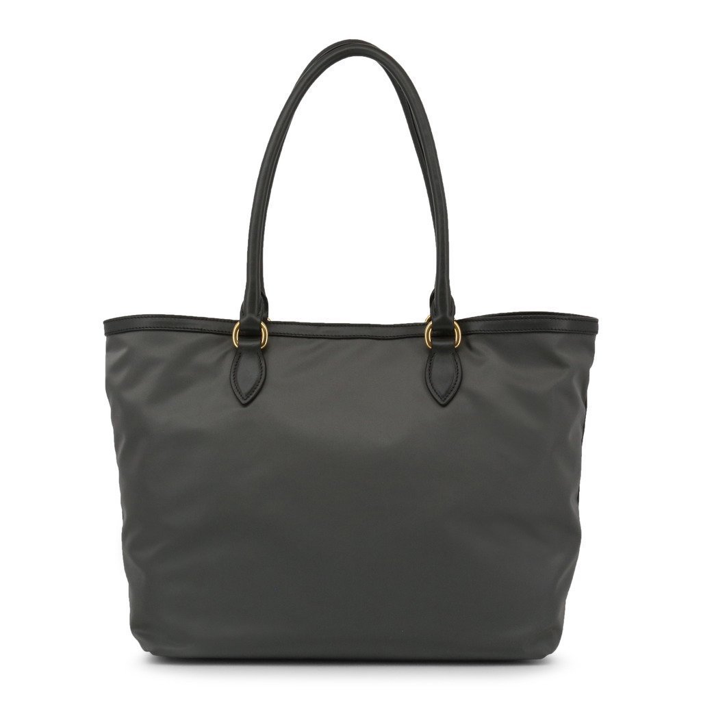 Prada Gray Tessuto Nylon Calf Leather Trim Shopping Tote Bag at_Queen_Bee_of_Beverly_Hills