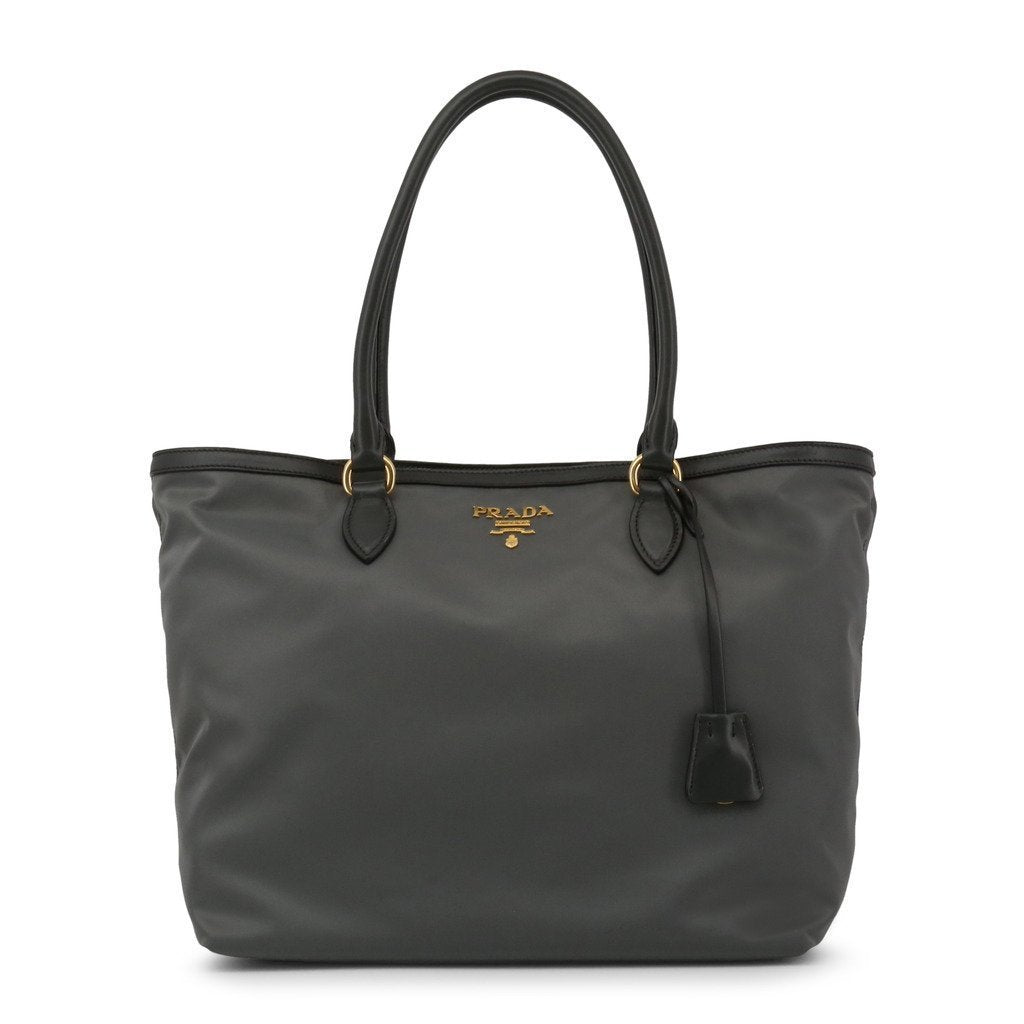 Prada Gray Tesutto Nylon w Calf Leather Trim Shopping Tote Handbag 1BG158 at_Queen_Bee_of_Beverly_Hills
