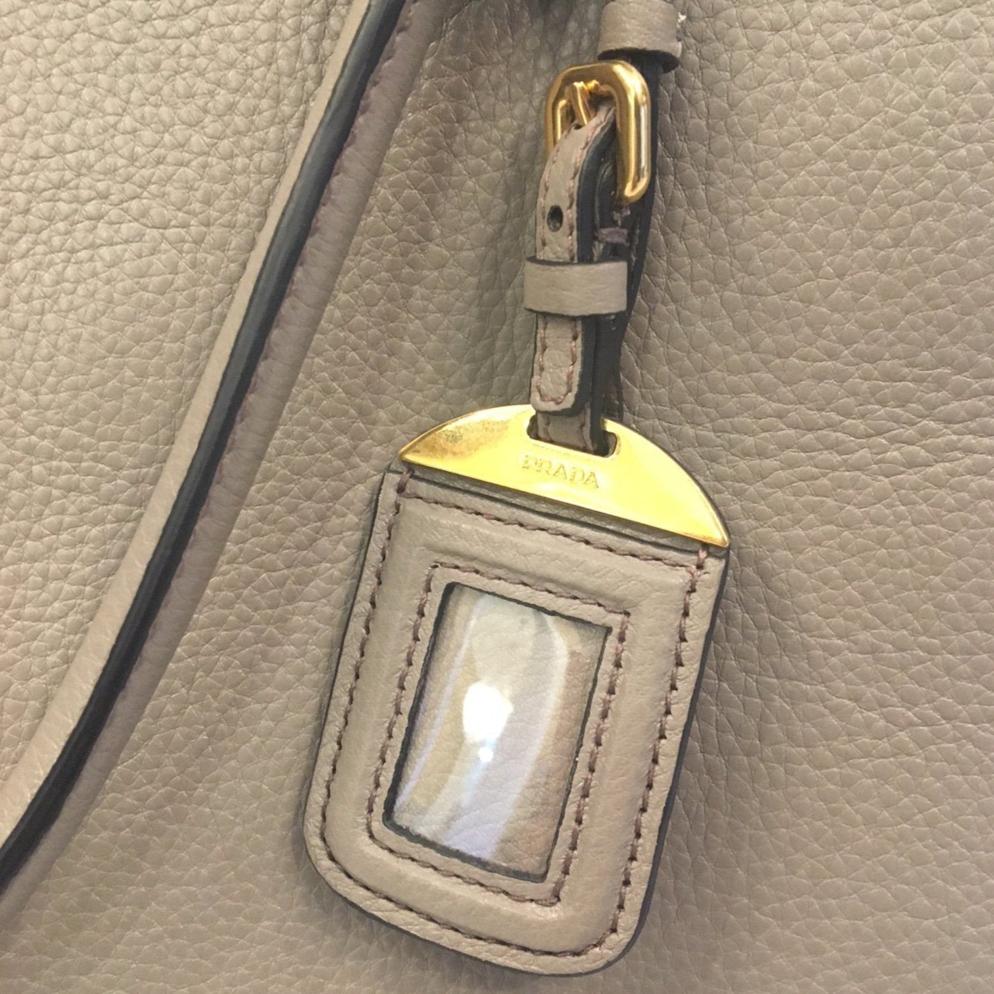 Prada Gray Vitello Phenix Shopping Tote Bag available at Queen Bee of Beverly Hills