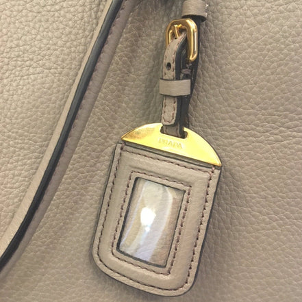 Prada Gray Vitello Phenix Shopping Tote Bag available at Queen Bee of Beverly Hills