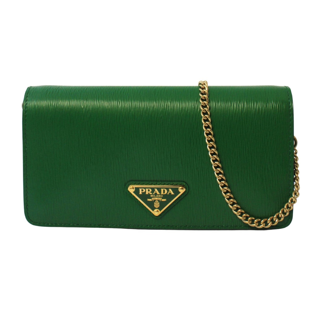 PRADA Triangle Saffiano Leather Shoulder Bag Green