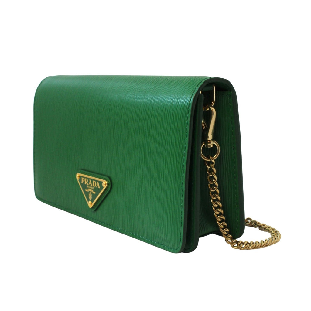 Prada clutch bag in nylon and saffiano leather with triangular logo