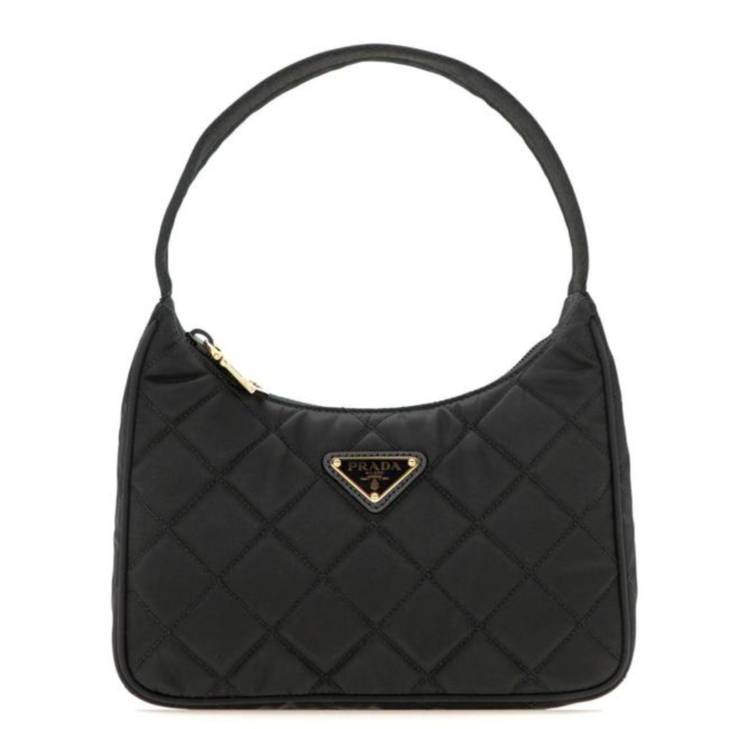 Prada Hobo Mini Quilted Black Nylon Shoulder Bag at_Queen_Bee_of_Beverly_Hills