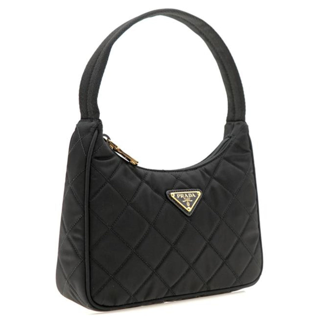 PRADA Nylon Mini Pochette Shoulder Bag in Nero Mini Hobo