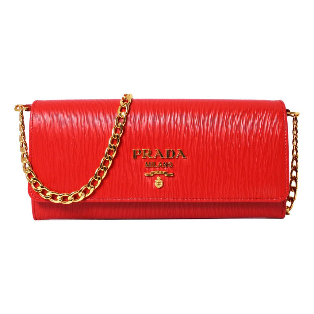 Prada Lacca I Vitello Move Leather Chain Wallet Crossbody 1MT290 at_Queen_Bee_of_Beverly_Hills
